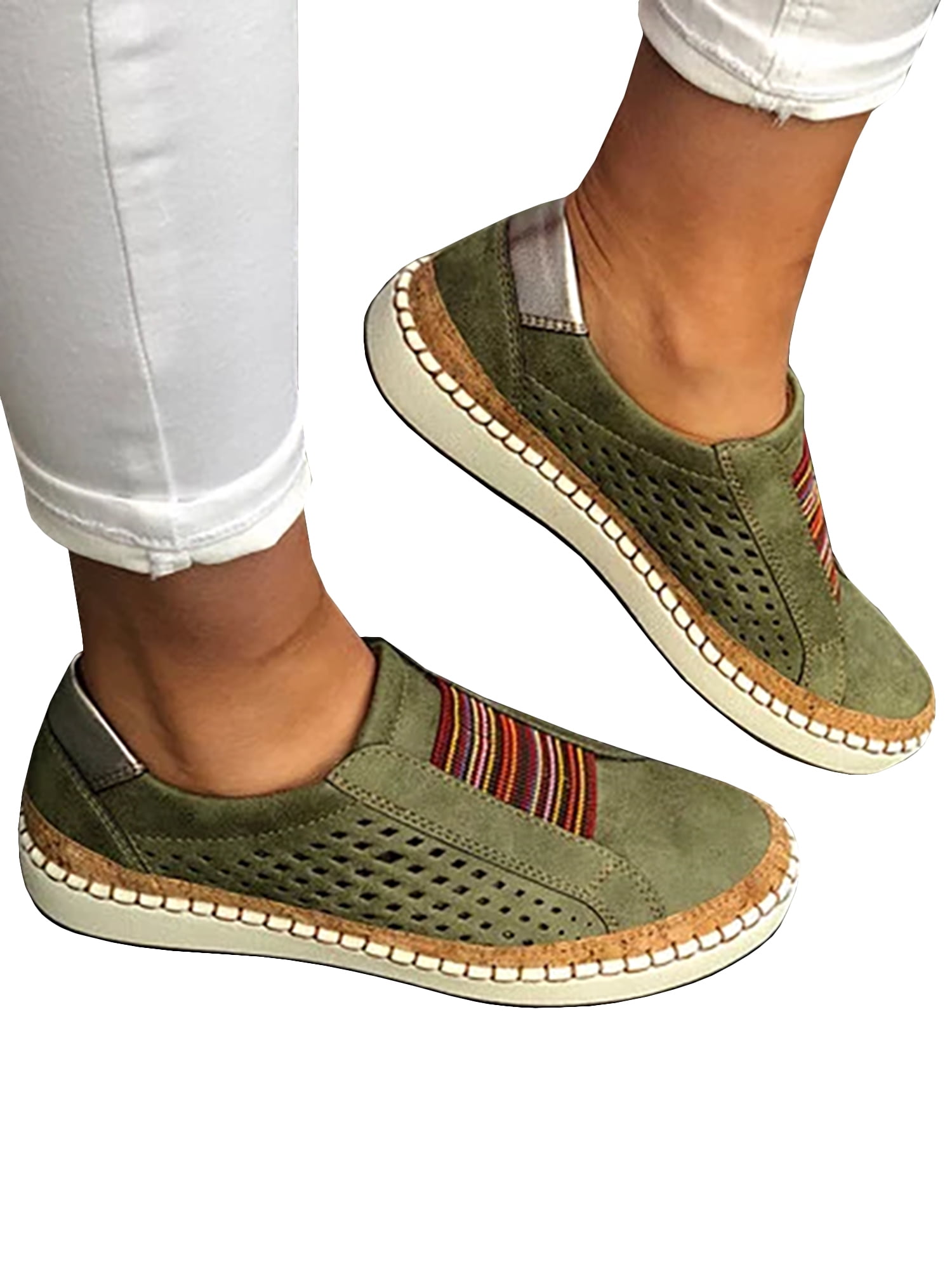 Women Buckle Round toe Mesh Hollow out Casual Athletic Sneakers Breathable Shoes