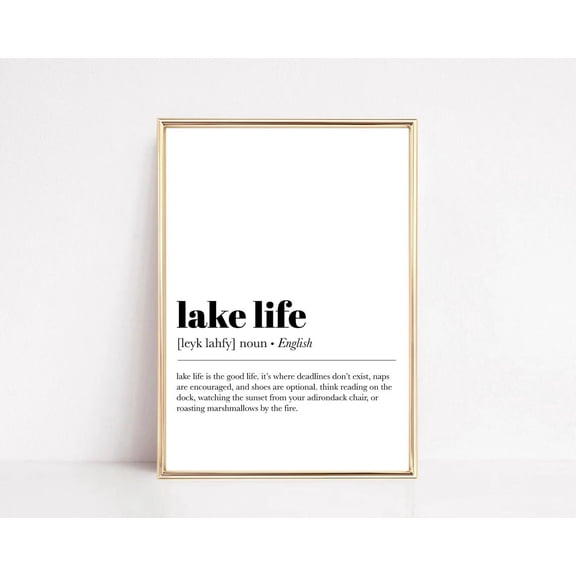 Lake Life Definition Minimalist Lake House Decor, Unframed Canvas 24x36in