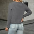 thumbnail image 5 of Gyexs Womens Ruffle Cardigan Sweaters Button Up Crew Neck Long Sleeve Cropped Sweater Cute Soft Knit Tops (Grey, Size S), 5 of 7