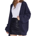 thumbnail image 1 of Cárdigan de Punto Grueso para Mujer, Larga, Cuello en V, Botones, con Bolsillo, para Otoño e Invierno Azul Oscuro M, 1 of 8