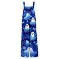 thumbnail image 5 of Women's Halloween Jumpsuits Skeleton Spiderweb Wide Leg Backless Spooky Rompers Pumpkin Candy Sleeveless Horror Overalls, 2XL, 5 of 5