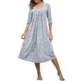 thumbnail image 2 of DreamFish Long Nightgowns for Women 3/4 Sleeve Sleepshirts Loungewear Pleated Casual Sleepwear Loose House Dress, 2 of 5