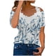 thumbnail image 1 of Blusa superior sexy de manga corta con retazos de encaje con cuello en V de verano para mujer OAVQHLG3B Store  lin121212, 1 of 4