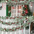 thumbnail image 4 of Cadancy 6.6Ft Christmas Garland Artificial Holly Red Berry Leaves Decorations Garlands Xmas Tree Fireplace Mantle Stairs Dinner Table Decor Winter Holiday Party Home Decoration Vine, 4 of 6