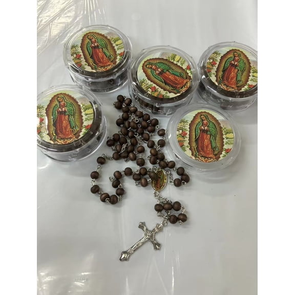 12 x First Communion/ Baptism, Our Lady Of Guadalupe Red Rosaries Gifts,Wood Rosary Party Rosarios Para Primera Comunion. Rosarios de Virgen De Guadalupe…
