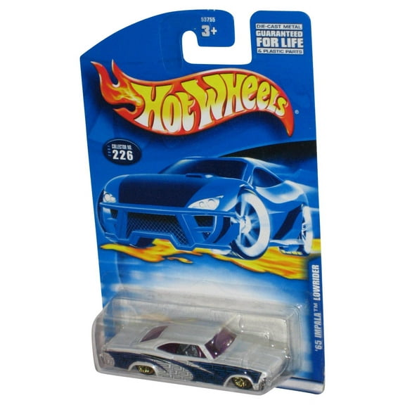 Hot Wheels White & Blue '65 Impala Lowrider (2001) Mattel Toy Car #226