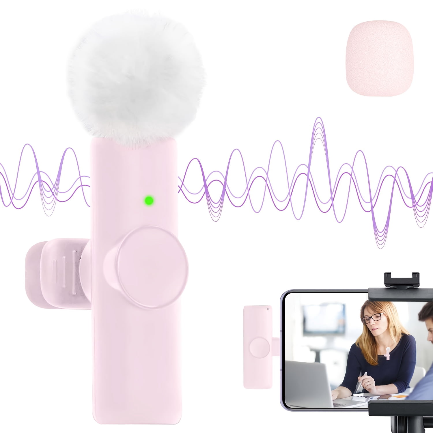 Wireless Lavalier Microphone System, Ultra-low Latency, Noise Reduction, Auto Mute, Long Battery, for Live Streaming, Interviews, Video, Online Teaching (K9/K11-BK/PK) - Clearance