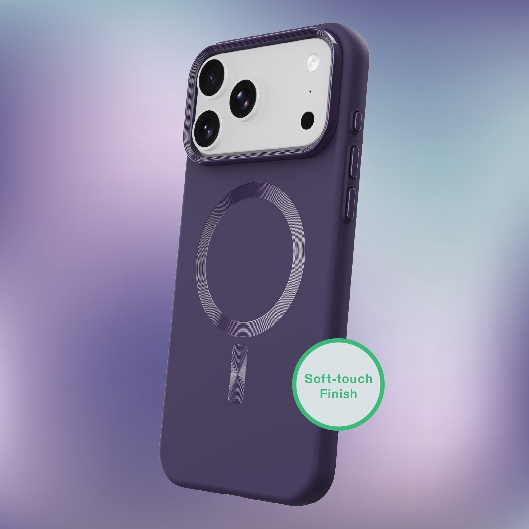 onn Soft Touch Phone Case for iPhone 18 Pro / 17 Pro, MagSafe Compatible - Purple