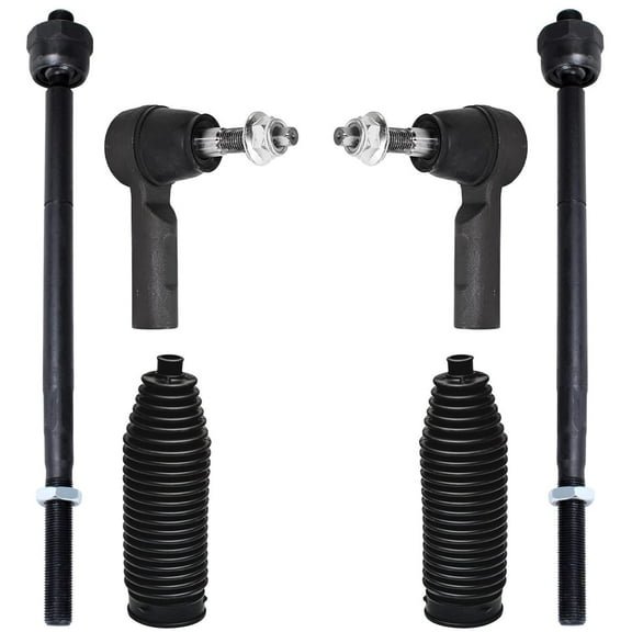 Detroit Axle - Front 6pc Tie Rods Kit for 2013-2018 Ram 1500, 4 Suspension Outer & Inner Tie Rod Ends 2 Boots 2014 2015 2016 2017 Replacement