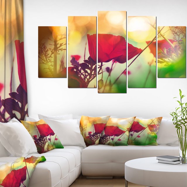 Fleurs de Coquelicot avec Fond Bokeh - Impression sur Toile Florale