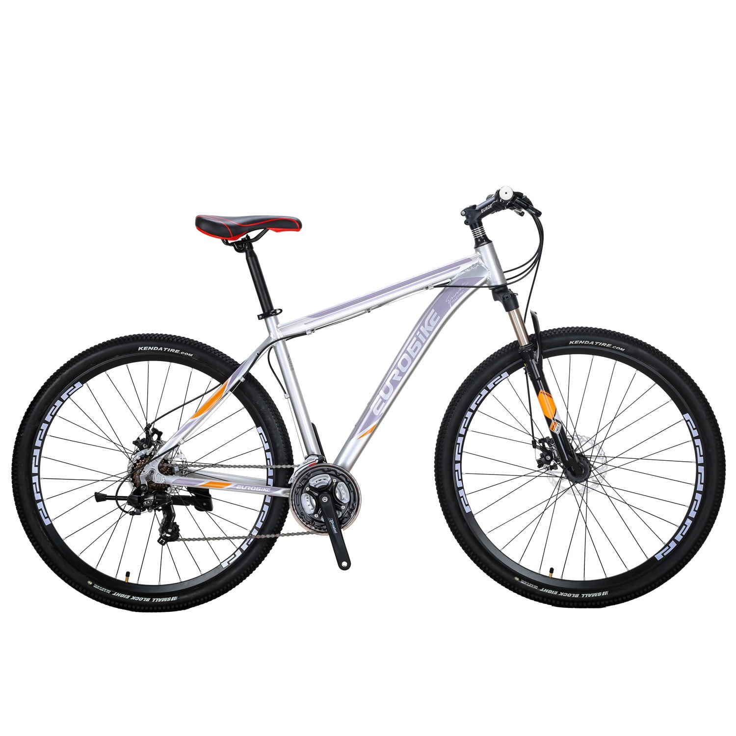 Eurobike X9 29inch Aluminum Frame Mountain Bike 21 Speed Front Suspension Bicycle Disc Brakes for Men Adults Silver