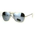 thumbnail image 2 of Mens Color Mirror Officer Rectangular Metal Rim Aviator Sunglasses Silver, 2 of 4