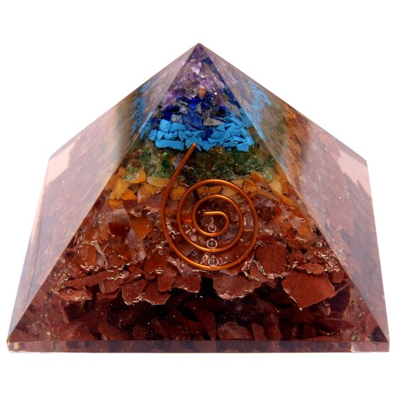 Natural Crystal Orgone Pyramid Multistone Crystal Energy Generator EMF Protection Reiki Healing Chakra Pyramid