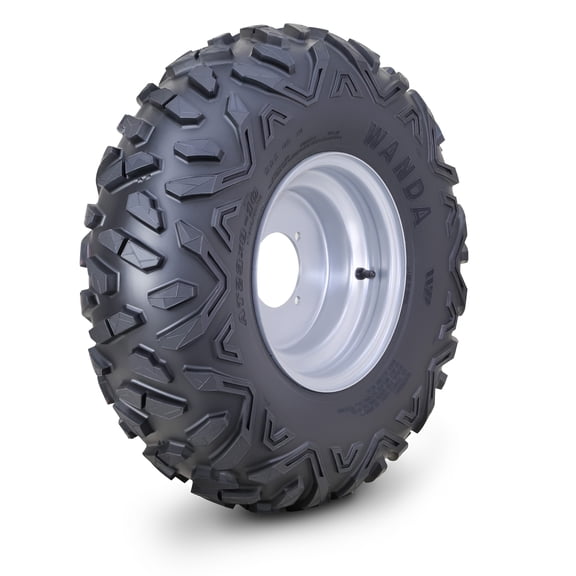 WANDA ATV Tire & Wheel 23X8-10 with 4 Lugs on 110mm PCD 2 3 offset Silver Wheel 10421