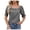 Grey, variant on Trendfront Womens Square Neck Tops Fashion Summer Short Sleeve T-Shirts Casual Trendy Puff Sleeve Ruched Tee Loose Fit Soft Pullover Clothing