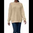 thumbnail image 1 of Suéteres de Cuello Redondo para Mujer, de Punto , Suaves, Informales, Modernos, Clásicos, de Larga, para Otoño. Caqui XL, 1 of 8