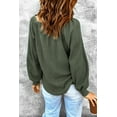 thumbnail image 3 of Women's Green Scoop Neck Puff Sleeve Waffle Knit Top, 3 of 21