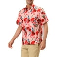 thumbnail image 4 of INSPIRE CHIC Men's Shirts Short Sleeve Floral Print Button Up Point Collar Hawaiian Shirt 50 Pink Red, 4 of 6