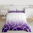 thumbnail image 2 of jejeloiu Abstract Waves Stripes Queen Comforter Set,Purple White Bedding Comforter Set For Teens Boys Reversible 3-Piece, 2 of 8