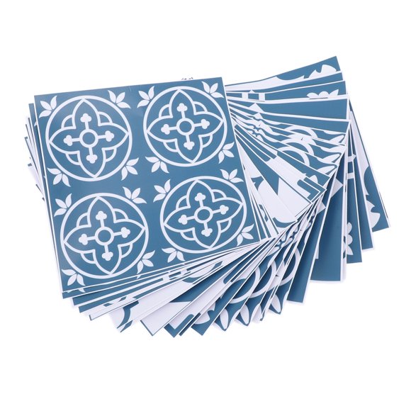 Tile Stickers, 24pcs Self Adhesive Square Wall Decals Wall Decals Waterproof Bathroom Shower Wall Wallpaper Floral Pattern Oil Proof PVC Exquisite Tile Decals for Home Kitchen