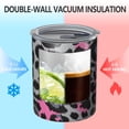 thumbnail image 2 of 12oz Coffee Tumblers Gray and Pink Of Leopard Print Stainless Steel Vacuum Insulated Travel Tumbler Coffee Cups Mug with Lid and Straw with Cleaning Brush for Cold & Hot Drinks, 2 of 5