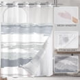 thumbnail image 4 of No Hook Shower Curtain and Liner Set, Grey and White Striped Hotel Shower Curtains for room, Minimalist Waterproof room Curtain Sets with Snap in Liner Mesh Top Window, 71x74 Inch, 4 of 4
