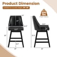 thumbnail image 3 of Firmoz 26" Swivel Bar Stools Set of 2, Faux Leather Upholstered Solid Wood Pub Chairs with Nailhead Trim, Black, 3 of 13