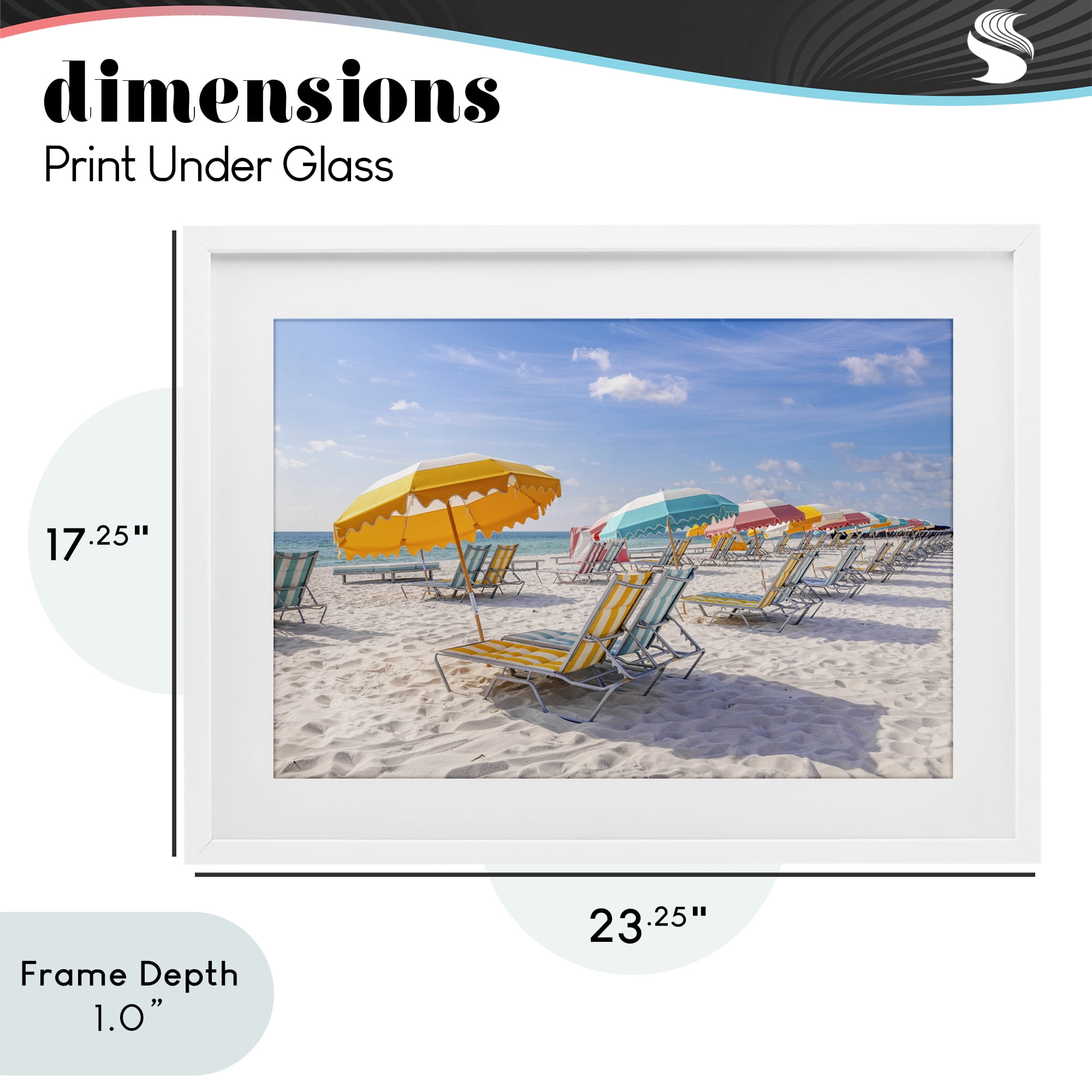 Stupell Industries Striped Umbrellas on Sunny Beach White Framed Print Under Glass, design by Richard Silver