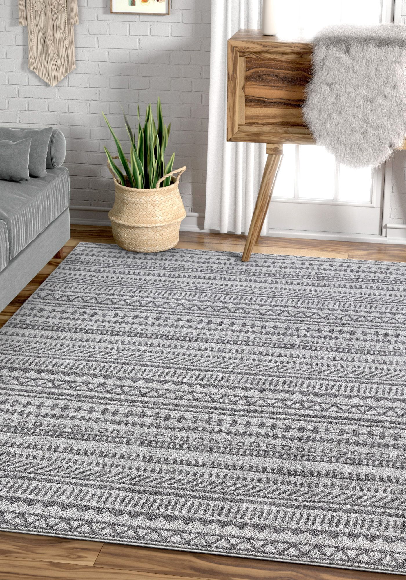 Well Woven Verona Easton Grey Modern Geometric 5'3" x 7'3" Area Rug