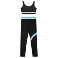 thumbnail image 6 of JanJean Girls Figure Skating Gymnastic Training Outfit Yoga Workout Suit Sleeveless U Neck Vest Top Black&Blue Green 10, 6 of 7