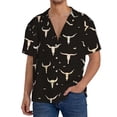thumbnail image 2 of Picia Cow Skulls Men's Linen Shirts Short Sleeve Cuban Beach Shirts Casual Shirts Button Down Shirt for Men Beach Summer Wedding Shirt-Medium, 2 of 7