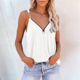 thumbnail image 2 of Summer Saving Wycnly Womens Tank Tops Casual Loose Fit Going out Zipper Metal Strap Vest Shirts Summer Trendy Solid V-Neck Sleeveless Shirts Blouse White XL, 2 of 6