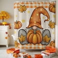 thumbnail image 3 of Shower Curtain 72"W x 72"L Thanksgiving Gnome Pumpkin Maple Leaves Fabric Shower Curtains Set with Hooks Water Repellent Bathroom Curtains Machine Washable Bathroom Accessories, 3 of 6