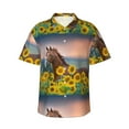 thumbnail image 2 of Picia Horse Sunflowers Gentle Cotton Regular Fit Short Sleeve Casual Hawaiian Shirt for Men-3X-Large, 2 of 9