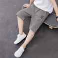 thumbnail image 7 of YunPes Boys Shorts Kids Cotton Linen Cargo Athletic Shorts Boys School 𝐔niform Causal Active Summer Clothes French Terry Short, 7 of 7