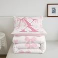 thumbnail image 4 of Pink Bow Comforter Set,Initial Letter X Chic Romantic Bedding Set Teens Bedroom,Princess Style Bowknot Love Hearts Girly Fairy Quilt Set,Kawaii Pink 2 Pcs with 1 Pillowcase,Twin, 4 of 6