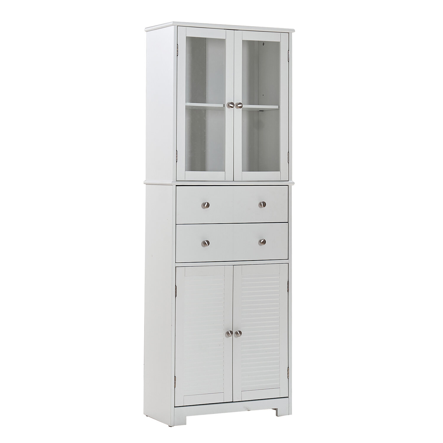 Wooden Sideboards 67" Tall Kitchen Pantry Cabinet with Doors and Shelves Large Stand Up Pantry Storage Cabinet with Drawer Large Food Cupboard Storage Cabinet for Kitchen Bathroom Craft Room, White,D