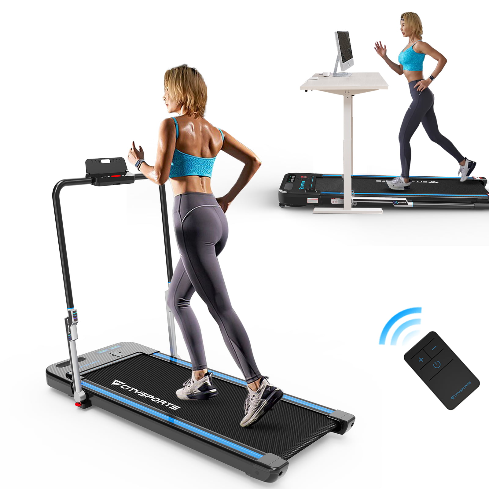 CITYSPORTS Treadmills for Home, 2 in 1 Folding Treadmill, Under Desk  Treadmill Walking Pad Treadmill with Bluetooth Speakers, Compact & Portable  Treadmill with Remote & LED Screen, Office Treadmills 