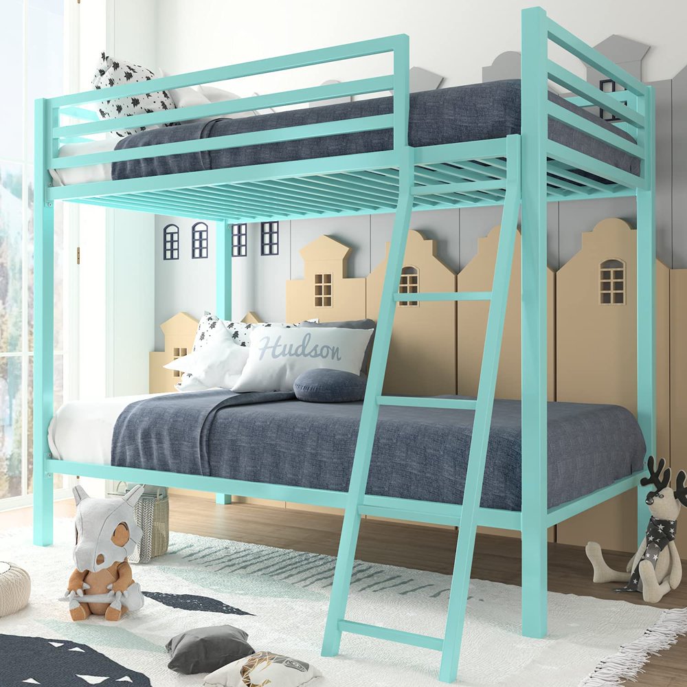 Amolife TwinOverTwin Bunk Beds with Heavy Duty Metal Frame and Ladder