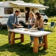 thumbnail image 3 of 8Ft Fitted Picnic Table Cover Spandex Outdoor Tablecloth Stretchy Table Cover For Camping Parties Outdoor(White-76X244Cm), 3 of 5