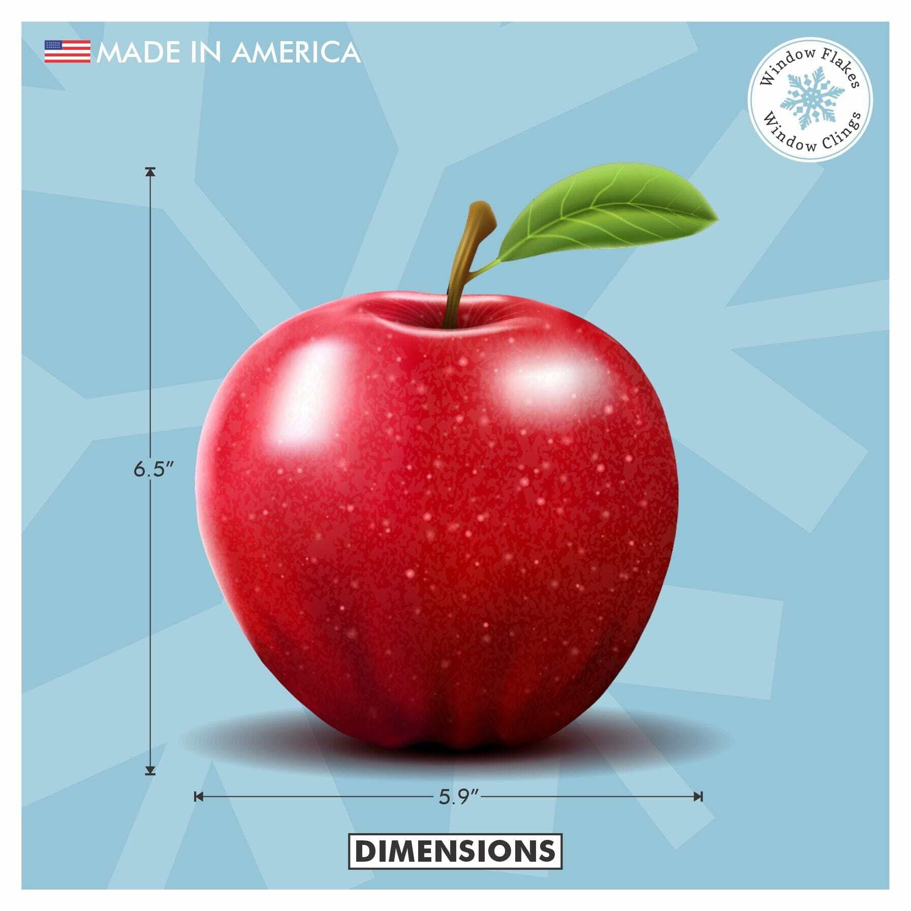 Large Apple Window Cling Decal Stickers for Home Decor Thanksgiviing, Fall, Autumn, Starting School, Teacher Decorations. Made in America.