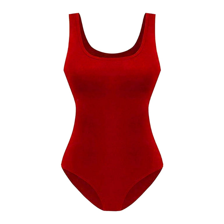Shapewear Bodysuit For Women Tummy Control Polyester Underwear Crew Neck  Long Sleeve Leggings Slim Top Jumpsuits For Women Summer Red XL 