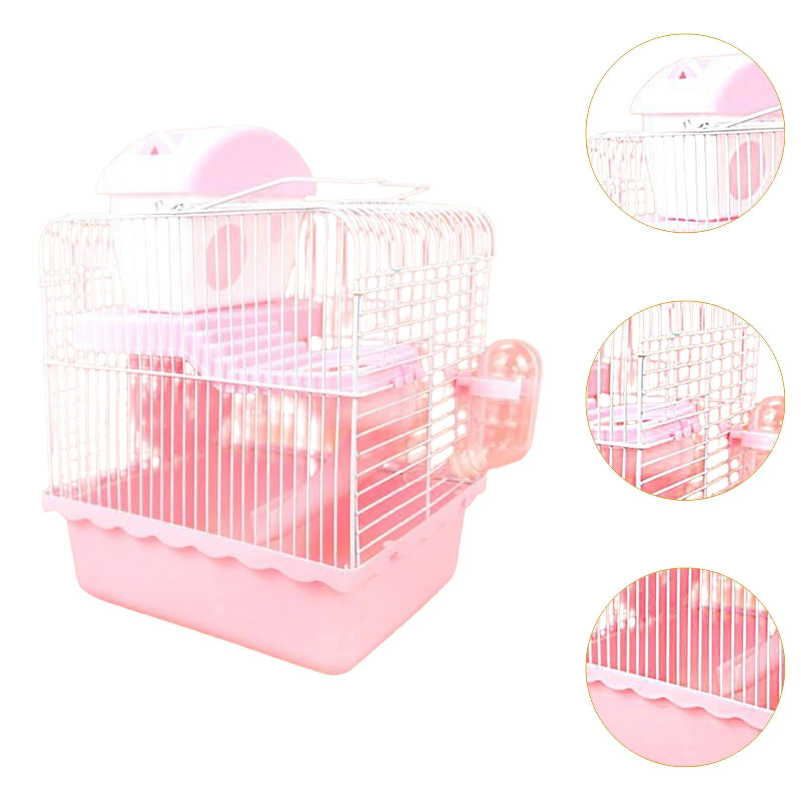 oshhni Small Animal Carrier Cage Hamster Cage for Dwarf Hamster Guinea Pig Hedgehog pink
