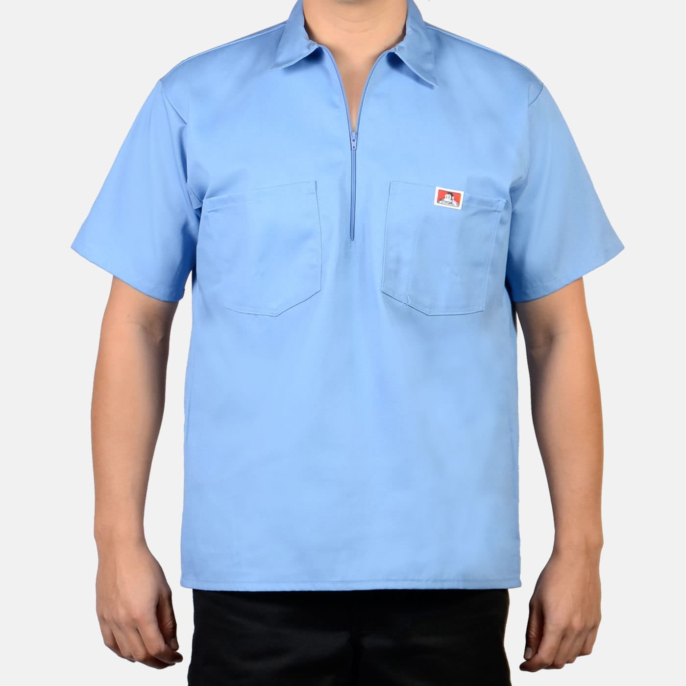 Ben Davis Men's Half-Zip Short Sleeve Collared Solid Work