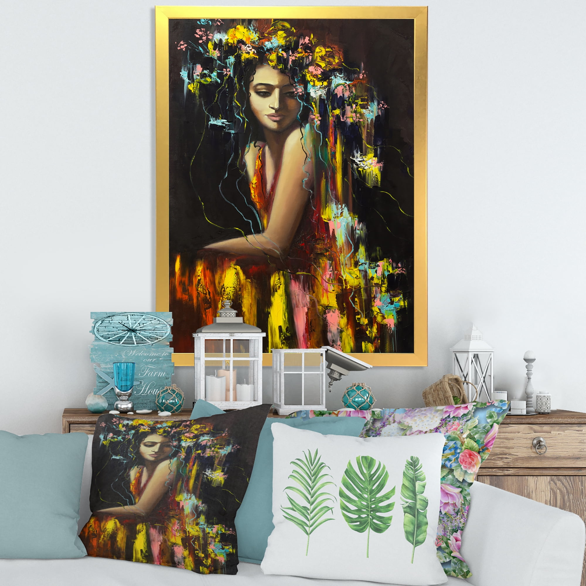 Designart 'Modern Portrait Of A Young Girl' Modern Framed Art Print