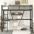 Kacho Full Size Loft Bed with Desk and Shelf, Metal Loft Bed Frame