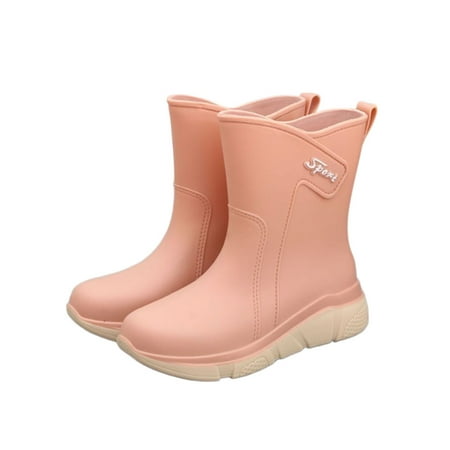 

Fangasis Women s Rain Boots Wide-Calf Garden Shoes Pull On Rubber Boot Womens Rainboot Street Comfort Plush Lined Work Shoe Pink 6.5