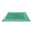 thumbnail image 2 of Ahgly Company Machine Washable Indoor Rectangle Oriental Turquoise Blue Traditional Area Rugs, 2' x 5', 2 of 4