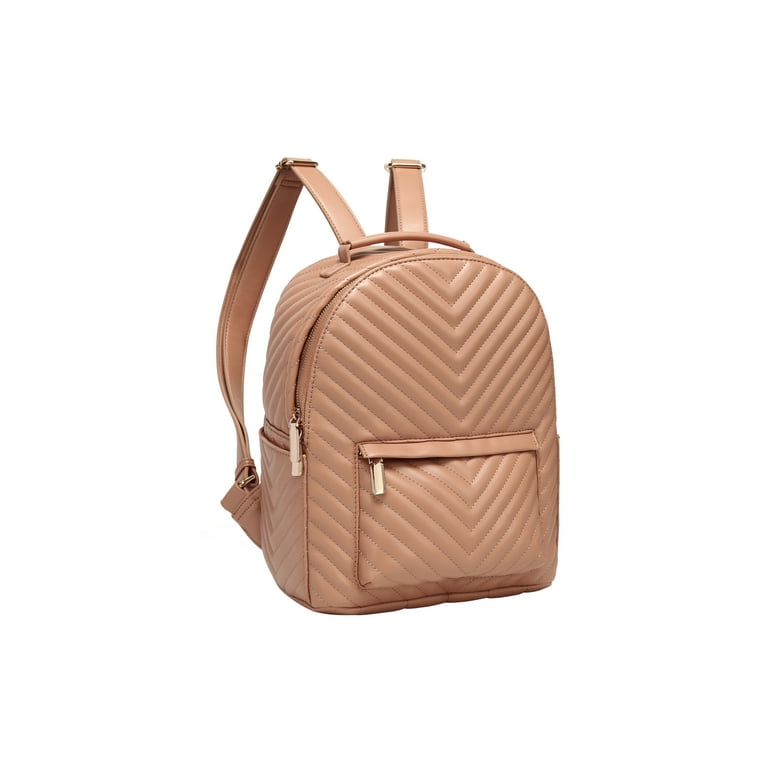 Daisy Rose Quilted Backpack Bag Luxury PU Vegan Leather Blush