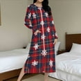 thumbnail image 6 of Long Zip Up Robes for Women,Christmas Snowflake Pajama Long Sleeve Nightgowns with Pocket Soft Housecoats for Plus Size Knee Length Loungewear Dresses, 6 of 9